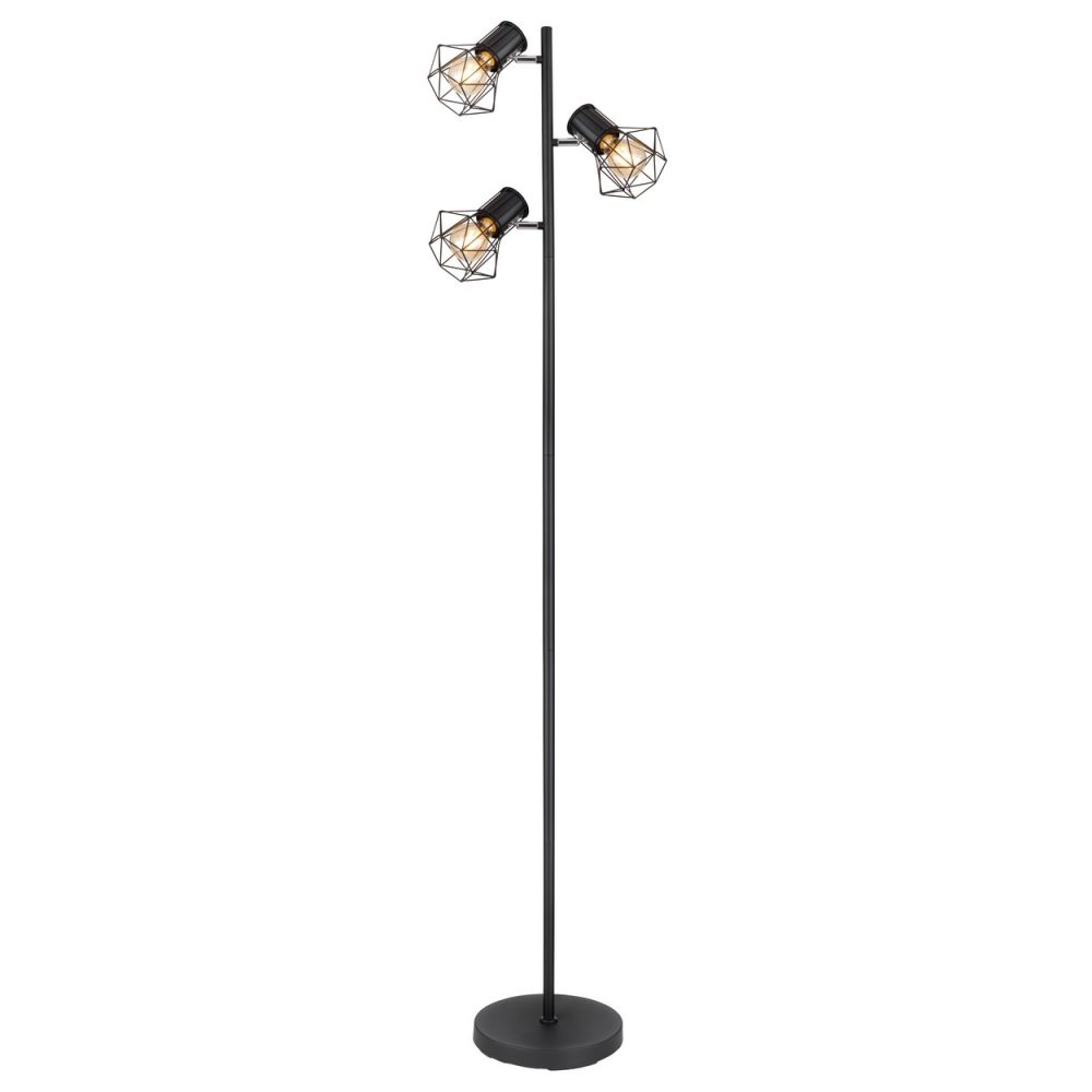 Lampadaire multi-bras noir mat 3x E27