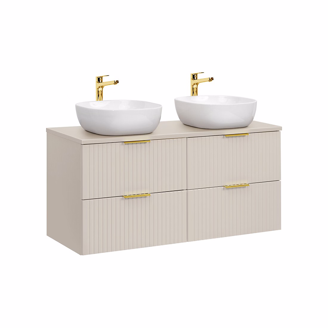 Meuble vasque – Ensemble de salle de bains NOXERA 120 cm Marron congo plan pour vasque et 2 vasque et 4 tiroirs