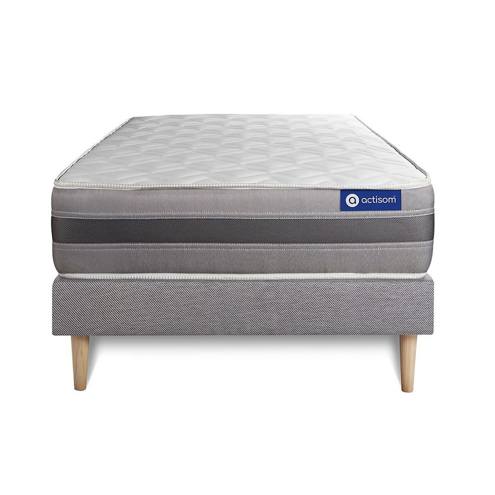 Ensemble – Matelas Mémoire de forme 24cm d'épaisseur, 5 zones de confort, Confort mi ferme, Sommier tapissier en kit