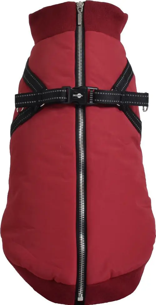 L’allié de vos extérieurs:Manteau pour chien coloris bordeaux avec harnais intégré Bobby Easy - Taille 48L
