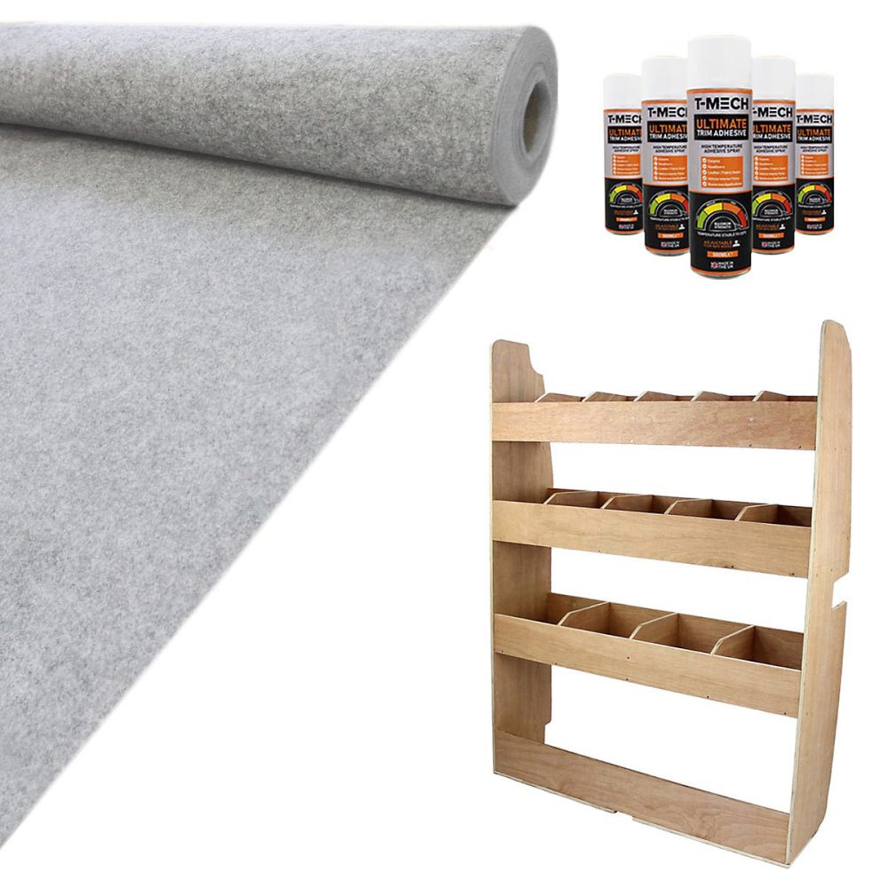 11m² Doublure Intérieure Feutre Gris Argenté & Rangement MDF pour Ford Transit Custom SWB – Réf. YDCAROPAZ5299958558