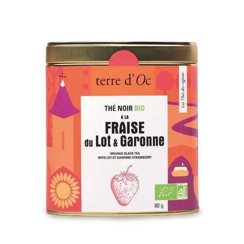 Style jardin:Thé noir bio fraise du lot et garonne Terre d'OC - 80 g