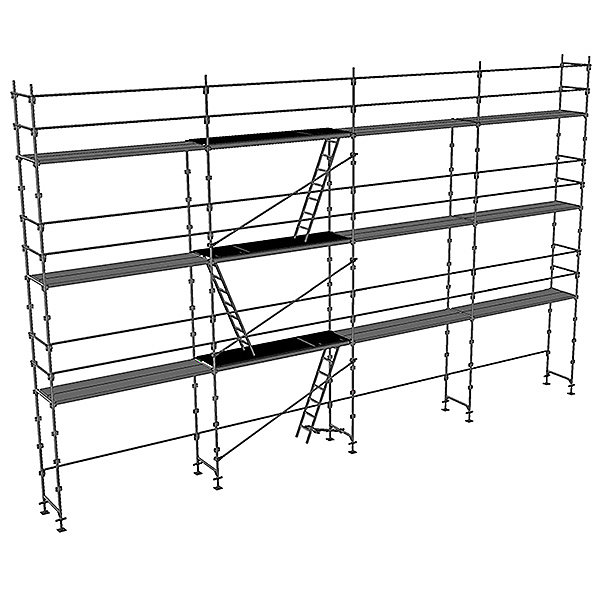 Echafaudage fixe de façade 104m² – Structure et planchers + Lisses | DUO104 | SP