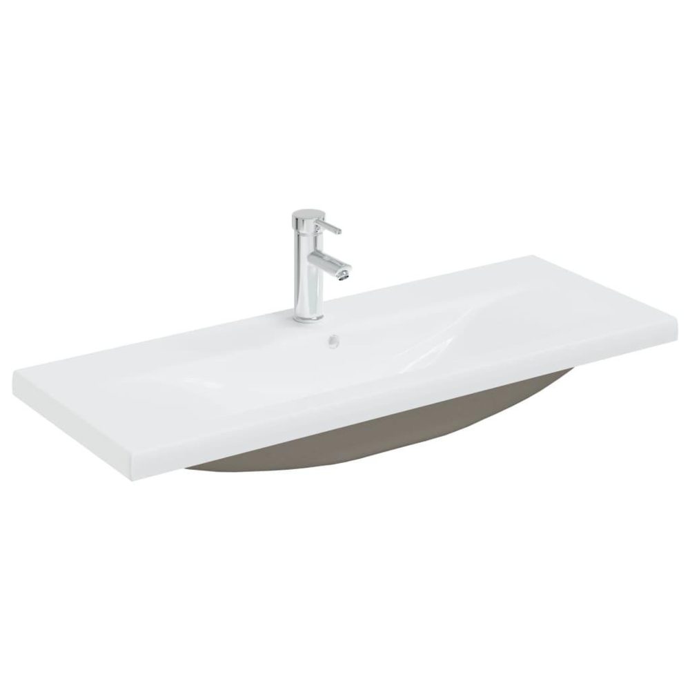 VIDAXL Lavabo encastre avec robinet 101x39x18 cm ceramique blanc