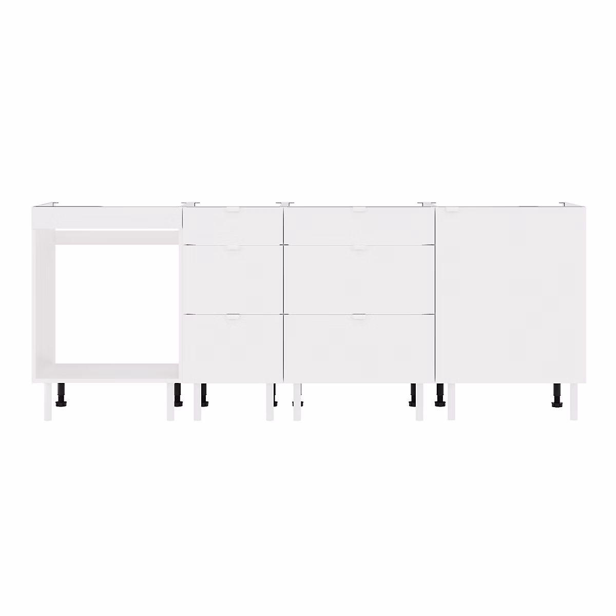 Cuisine complète Izee blanc 4 meubles bas 6 tiroirs et 1 porte sans électroménager 220 cm | Cuisine