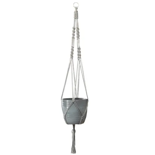 Jardin et idées:Suspension macramé en corde grise - 90 cm
