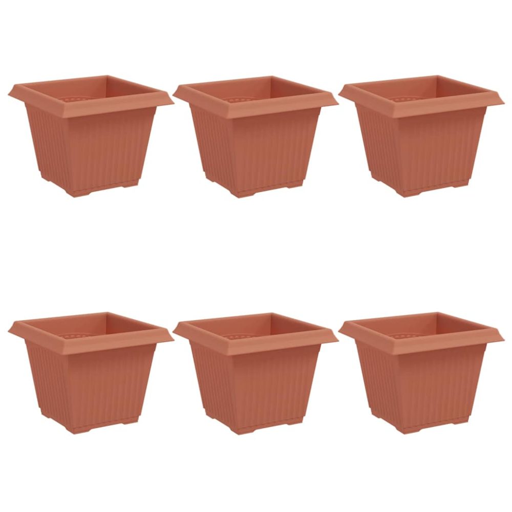 vidaXL Pot de Fleurs Carré 6 pc Rouge brique 33 x 33 x 26 cm Plastique