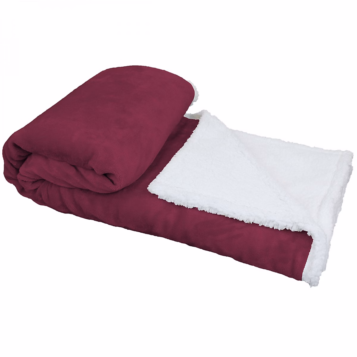 Couverture – plaid polaire 150 × 200 cm en flanelle et sherpa ultra doux, Prune, Vivezen