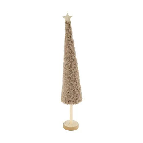 Équipement pour le jardin:Arbre de Noël sur pied avec tissu brun Teddy - Ø 7 x H 37 cm