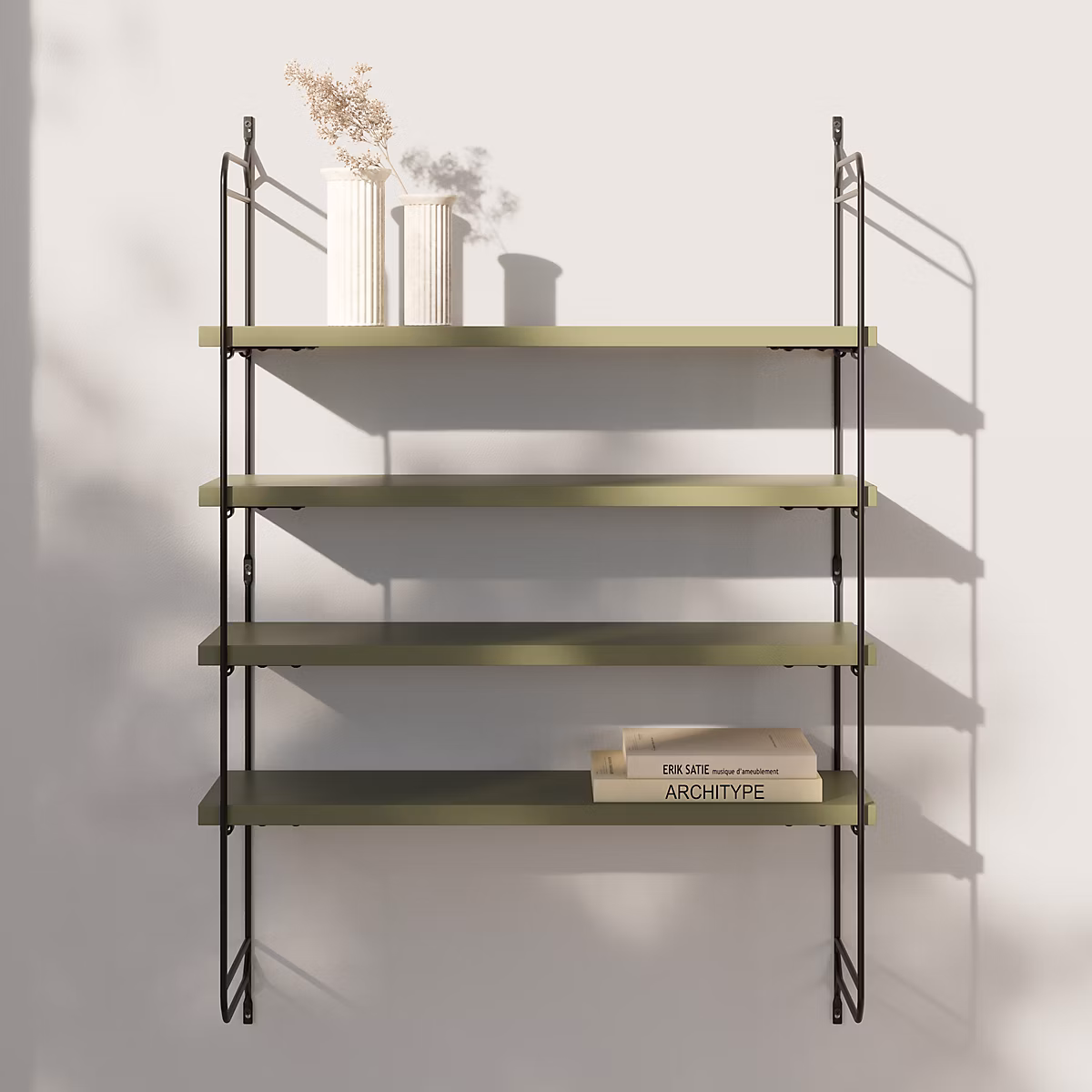 Étagère murale modulable 4 tablettes en MDF et 2 échelles en acier GoodHome Rigga H.87 x L.60 x P.20 – 2 cm