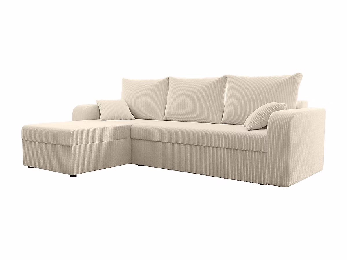 Canapé convertible – Canapé d'angle convertible et réversible en velours côtelé beige ONABIA