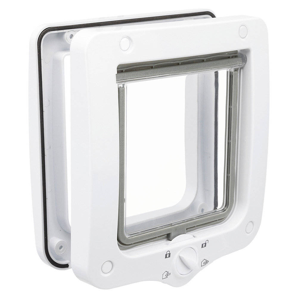 Chatière 4 positions 20 par 22 cm extérieur total – blanche pour chat